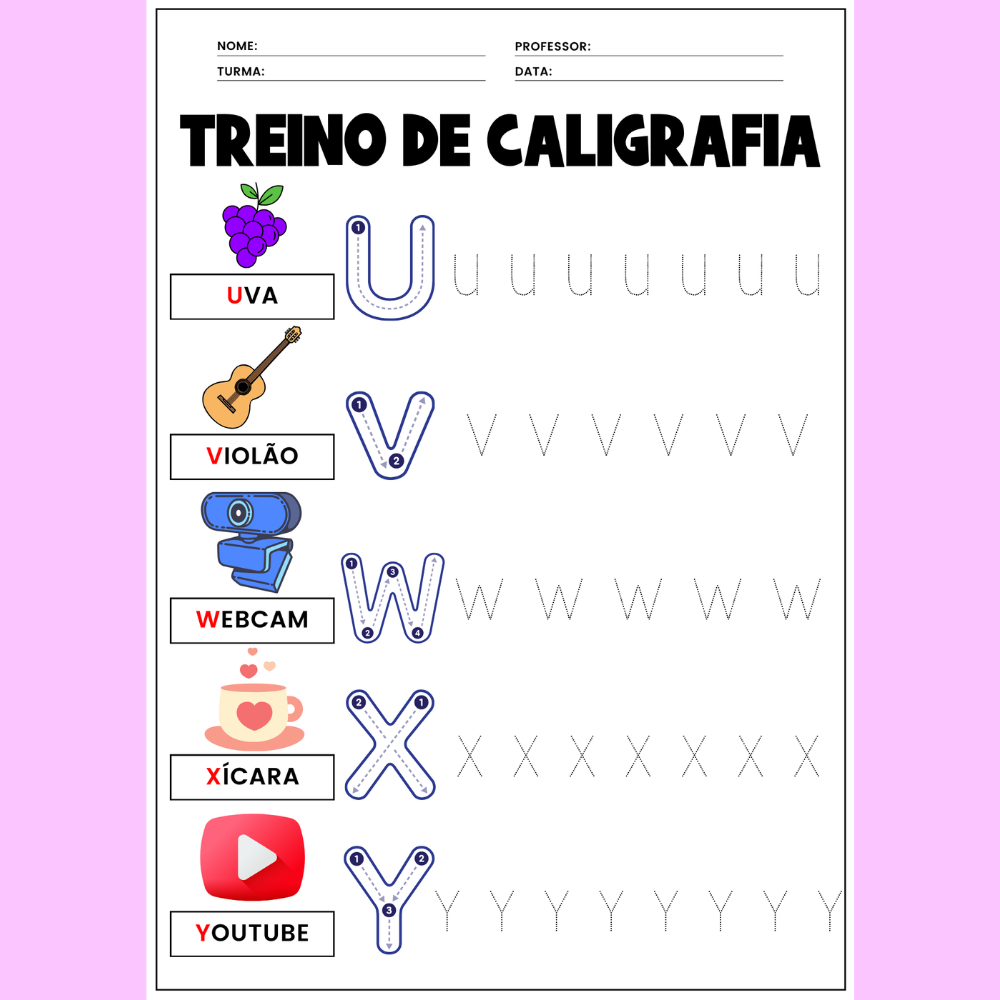 treino de caligrafia