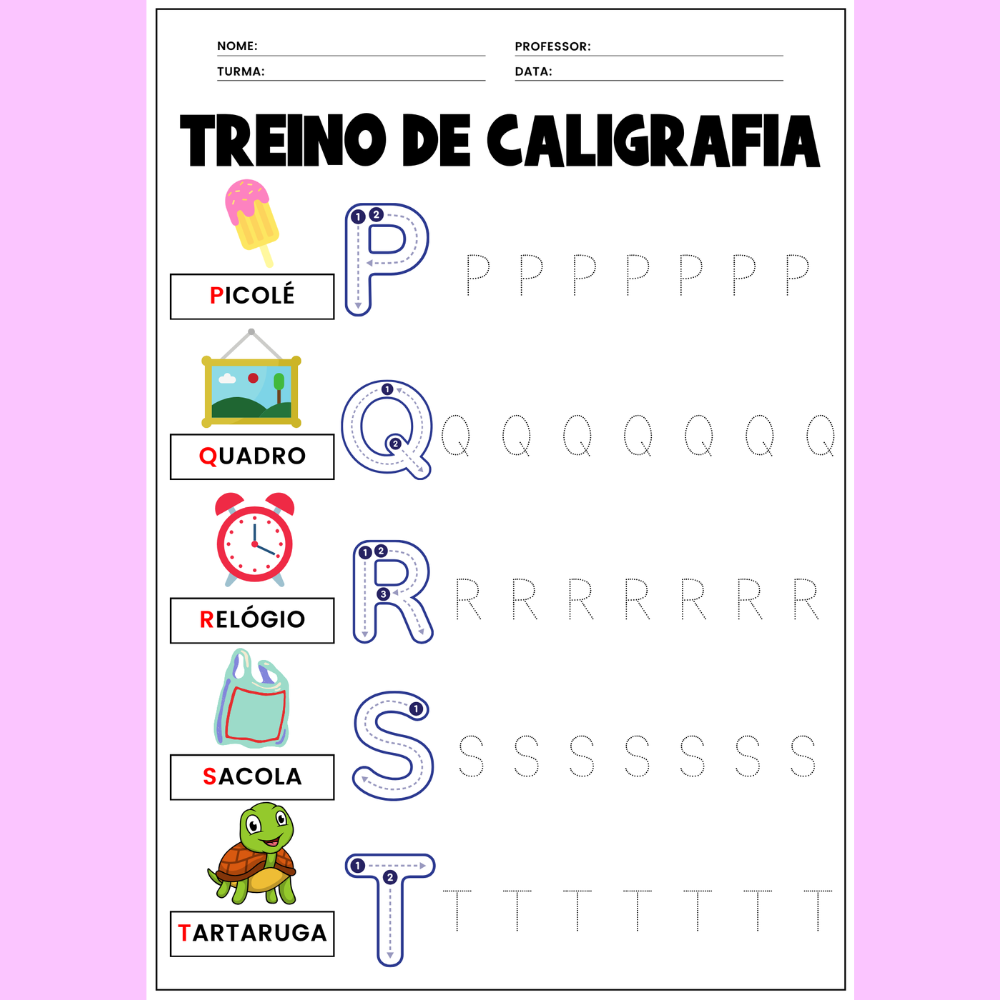 treino de caligrafia