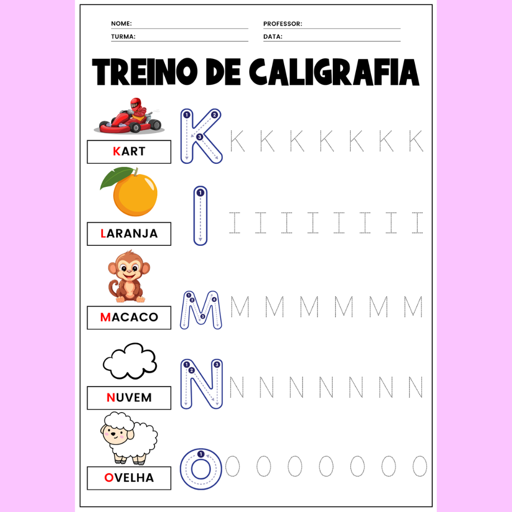 treino de caligrafia