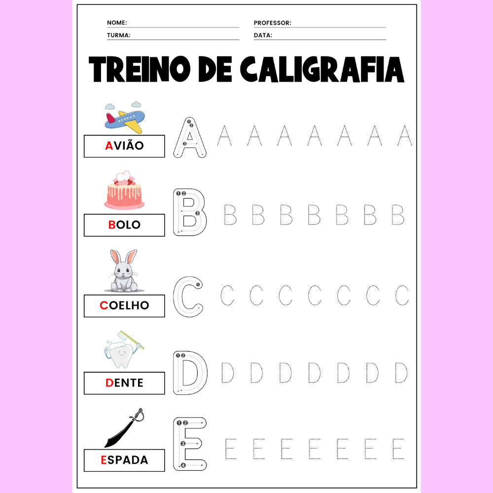 treino de caligrafia
